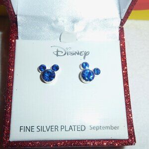 NWT Disney Fine Silver Plated September Mickey Mouse Post Earrings